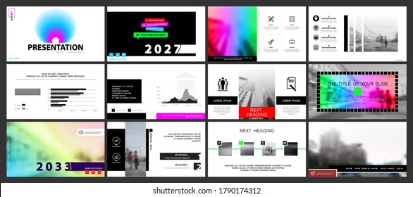 Template for business presentations. Multicoloured elements on a white background. Multipurpose slide for SEO, marketing, infographics, monitor, cover, annual report, advertising, text, and banner