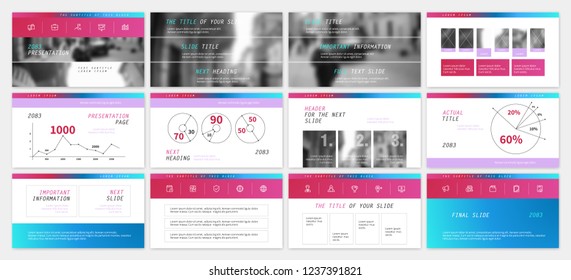 Template for business presentations. Pink and Blue elements on a white background. Presentation slide, flyer leaflet, brochure cover, report, marketing and banner