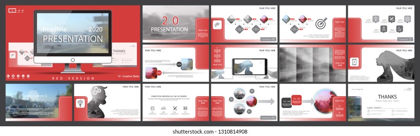 Template for business presentations. Red, black elements on a white background. Multipurpose slide, Infographics, monitor, cover postcard, report, advertisement, text, brochure, marketing and banner