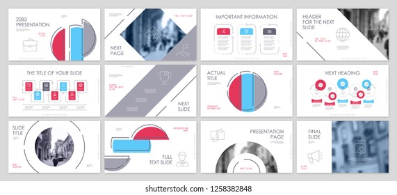 Template for business presentations. Red, Blue and Pearl Blackberry elements on a white background. Presentation slide, flyer leaflet, brochure cover, report, marketing and banner