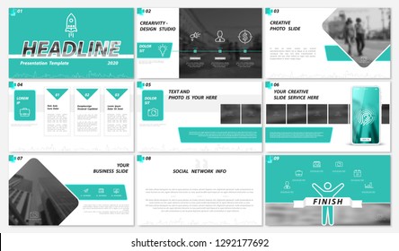Template for business presentations. Slide design in green, white collar. Multipurpose slide, infographics, leaflet cover, report, advertisement, text, brochure, marketing and banner Graphic vector