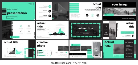 Template for business presentations. Slide design in green collar. Multipurpose slide, infographics, monitor, leaflet cover, report, advertisement, text, brochure, marketing and banner, Graphic vector