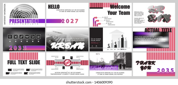 Template for business presentations. Slide Design. Pink and purple color, white background. Infographics, brochures, postcards. Report, advertisement, text. Marketing and banner, graphic vector