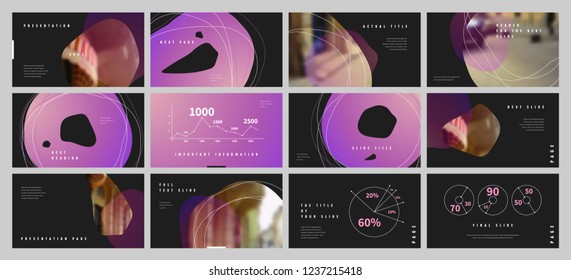 Template for business presentations. Violet and White elements on a dark background. Presentation slide, flyer leaflet, brochure cover, report, marketing and banner