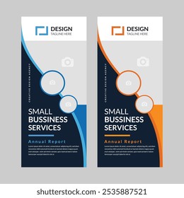 The template for a business rollup banner. Rollup banner vector design template for a company