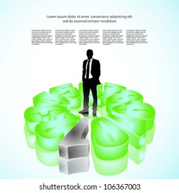 Template of businessman with 3d numbers. Vector illustration.