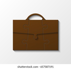  Template with businessman bag, business jigsaw concept. Puzzle illustration
