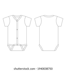 Template button down baby onesie vector illustration flat sketch design outline