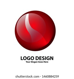 Template button or logo design . Red circle 3d style