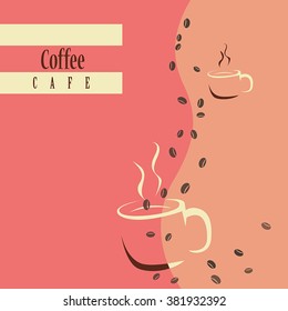Template of a cafe menu, cup and coffee beans