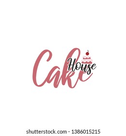 Template for cake house logo. Stylized cake