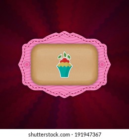Template Cake Label on Abstract Vector Background. EPS10.