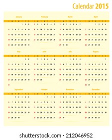 template for the calendar 2015