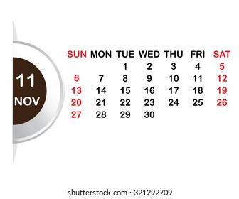 Template of calendar for 2016