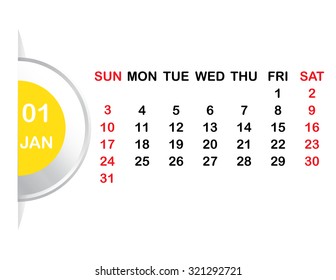 Template of calendar for 2016