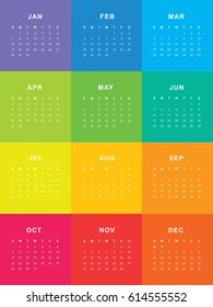 Template of calendar for 2018
