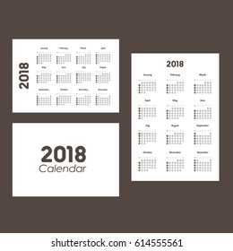 Template of calendar for 2018

