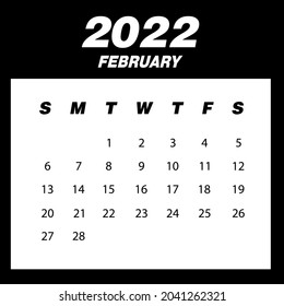 Template of calendar 2022 February
