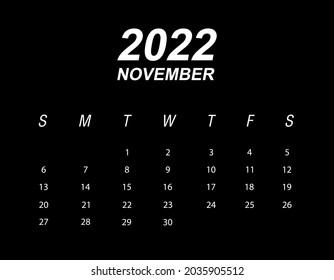 Template of calendar 2022 November
