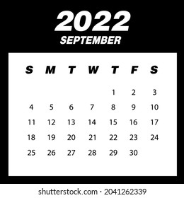 Template of calendar 2022 September
