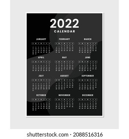 Template calendar 2022, simple design, eps 10.
