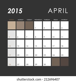Template of calendar for April 2015 