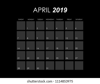 Template of calendar for April 2019
