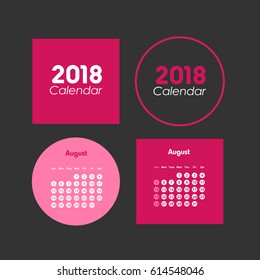Template of calendar for August 2018
