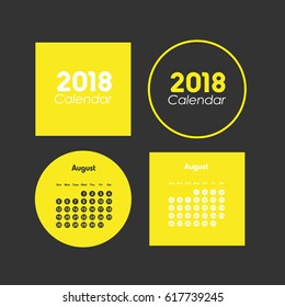 Template of calendar for August 2018
