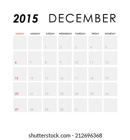 Template of calendar for December 2015 