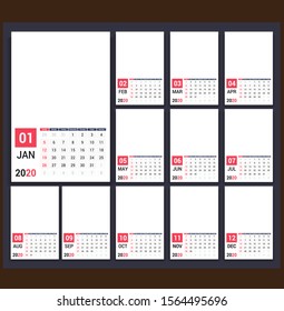 template calendar design in 2020, dark background