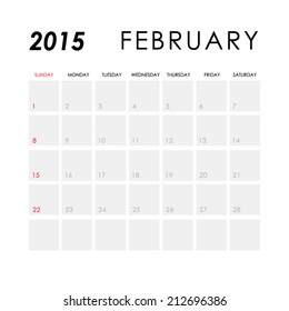 Template of calendar for February 2015 