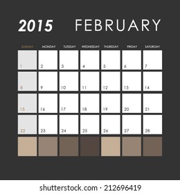 Template of calendar for February 2015 