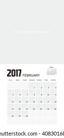 Template of calendar for FEBRUARY 2017.