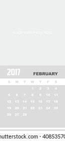 Template of calendar for FEBRUARY 2017.