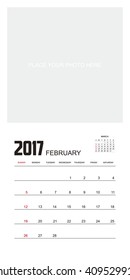 Template of calendar for FEBRUARY 2017.