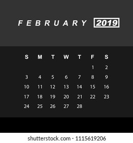 Template of calendar for February 2019
