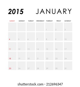 Template of calendar for January 2015  