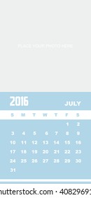 Template of calendar for JULY 2016.
