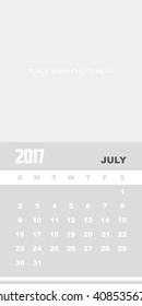 Template of calendar for July 2017.