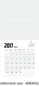 Template of calendar for MAY 2017.