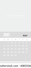 Template of calendar for MAY 2017.