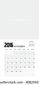 Template of calendar for NOVEMBER 2016.