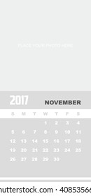 Template of calendar for NOVEMBER 2017.
