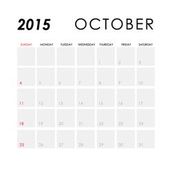 Template Of Calendar For October 2015 