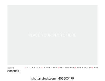 Template of calendar for OCTOBER 2017.
