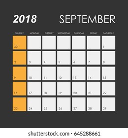 Template of calendar for September 2018
