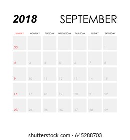 Template of calendar for September 2018
