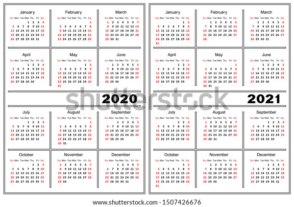 Template Calendar White Color Calendar 2020 Stock Vector (Royalty Free ...