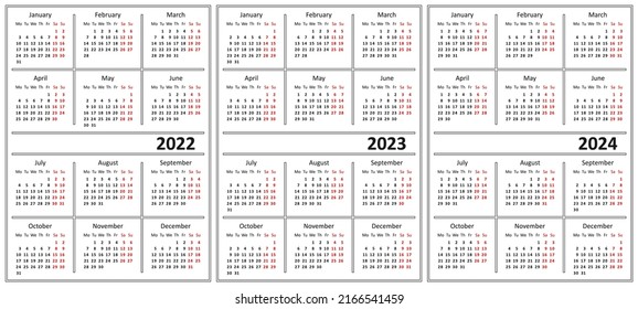 Template Calendar White Color Calendar 2022 Stock Vector (Royalty Free ...